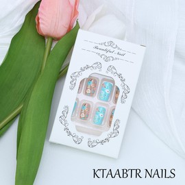 Pink Press on Nails Short Coffin Shape Bow Flower Heart Cherry Checkerboard Design Fake Nails with Glue, Full Cover Glossy Acrylic Nails for Women DIY Manicure Decoration 24PCS Reusable False Nails