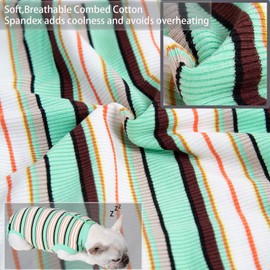 Dog Surgery Recovery Suit,Surgical Recovery Suit for Large Female Dgos Spay,Zipper Closure,Combed Cotton Breathable Onesie,Multi Green Striped XXX-Large