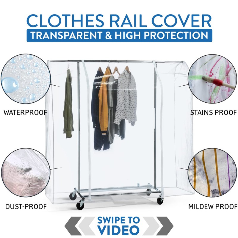 Tatkraft Big Dustproof Protective Cover for Clothes Rail, Easy to
