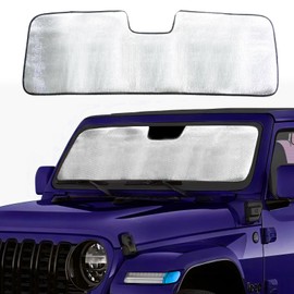 BESTAOO Windshield Sun Shade for 2024 Jeep Wrangler JL 2/4 Door, Front Window Sun Sunshade Windshield for 2024 Jeep Wrangler 4XE, Front Window Sun Visor Blocks for UV and Heat, Silver, 1pc