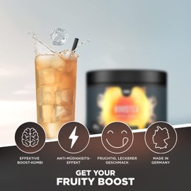 ESN Boostea, Infused Ice Tea Peach, 200 g, Booster mit Koffein, L-Theanin und Grüntee-Extrakt, geprüfte Qualität - made in Germany