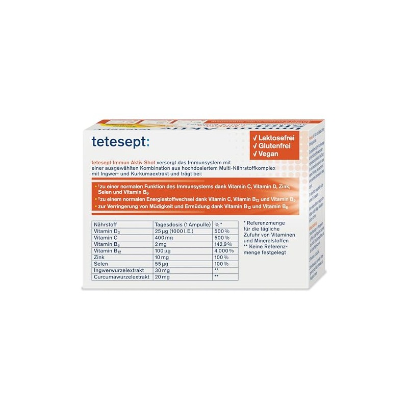 tetesept Immune Active Turmeric Ginger Shot [7 Drinking Bottles] High
