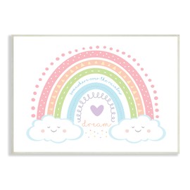 Stupell Industries Dream Over The Rainbow Smiley Face Clouds, Designed by AE Design Wall Plaque, Pink