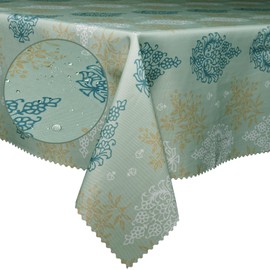 Mantel impermeable, mantel rectangular, mantel de estilo bohemio. pulgadas, adecuado para restaurante, cocina, sala de estar, fiesta, hotel. (Verde claro, 60 x 104 pulgadas)