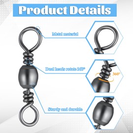 100 Pieces Fishing Swivels Fishing Swivels High Strength Alloy Fishing Tackle Rolling Swivels Solid Ring Ball Bearing Connector for Saltwater and Freshwater Fishing Tackle (5 Size: 2# 4# 6# 8# 10#)