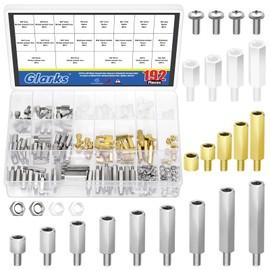 Glarks 192pcs M4 Carbon Steel & Nylon & Brass Standoff Set Hex Mount Spacer Motherboard Spacer Male-Female Spacer Standoff with Pan Head Screw Nylon Screw Nut and Hex Nut for PCB, Quadcopter Drone