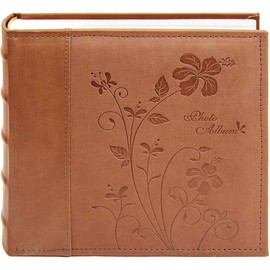 Art Photo Album, Holds 200 4"x6" Pictures, 2 Per Pages, Faux Leather Vintage Inspired Cover,  Brown Decor