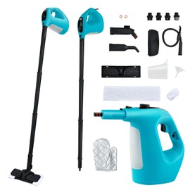 CHEFJOY Handheld Steam Cleaner, 1400W Pressurized Steamer with 17 Pieces Accessory Set & Child Lock, Multipurpose Portable Steam Mop for Home Use, Floors, Windows, Cars, Sofas (Blue)