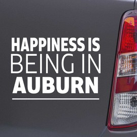 Custom Brother - Happiness is Being in Auburn White Color Car Laptop Wall Bumper Decal Sticker, DesZ41