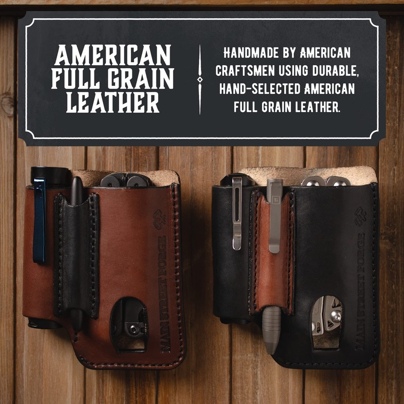 Made in USA Leather EDC Pouch | Leather Multitool Sheath/Holster