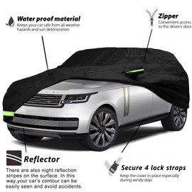 YIXIN Waterproof Car Cover for 2009-2022 Land Rover Range Rover LWB Car Cover Custom Fit 100% Waterproof Windproof Strap & Single Door Zipper Bands for Snow Rain Dust Hail Protection (LWB)