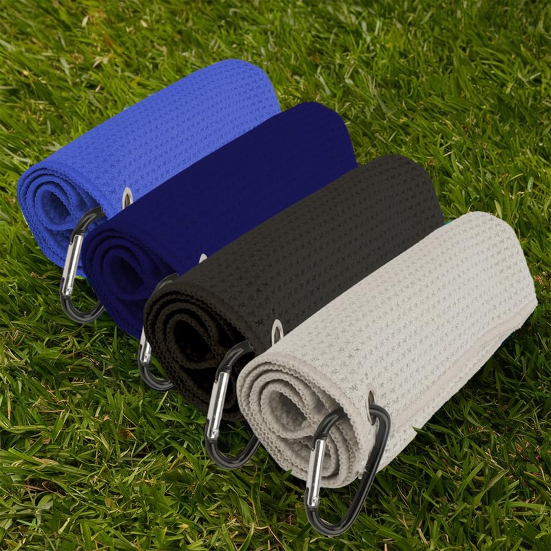 zavehony 40x40cm Golf Towel With Carabiner Clip,Golf Cleaning Towel (Navy/Black/Cold