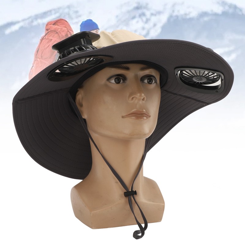 Detachable Sun Fan Hat 3 Speeds Adjustable UPF50 Breathable Wide
