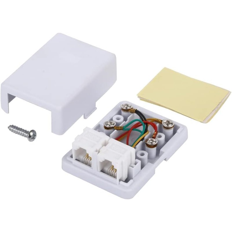 Menewstart Phone Jack Surface Mount Splitter Box, White, 3 Pack,