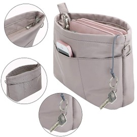 SHINGONE Bag-In Bag, Nylon, A5, Small, Horizontal Inner Bag, Women's, Men's, Back-in-Back, Waterproof, Lightweight, Smaller, Storage Bag, Divider, For Tote Bags, Zippered, Organizer Bag in Bag, 4 Colors, Gray, S