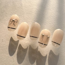 [Rene] Apricot ball touch handmade nail tips, daily nail specialist / [르네] 살구볼터치 수제네일팁 데일리네일 전문