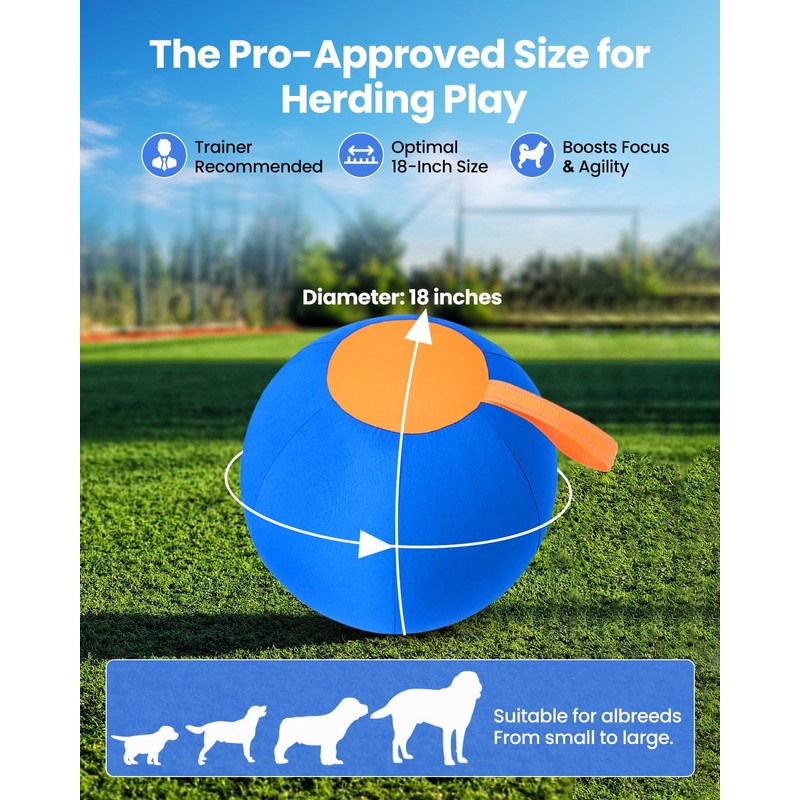 Tychesy Herding Ball for Dogs, 18-Inch Fun Play Toy for