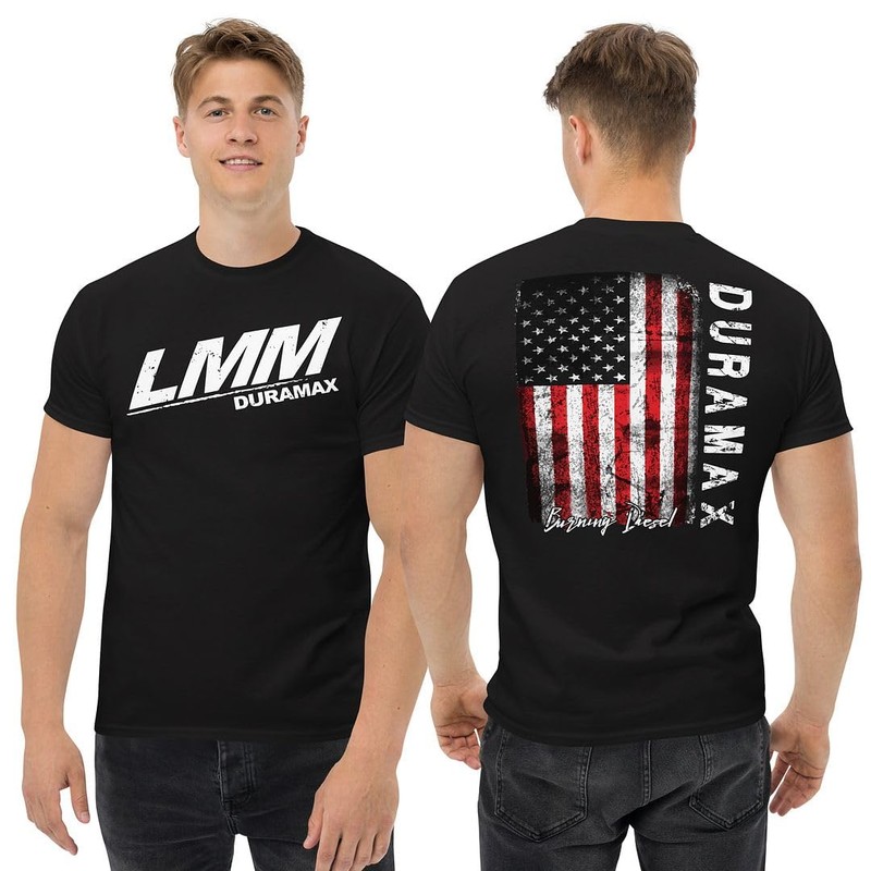 LMM Duramax T-Shirt Mens Diesel Truck Shirt with American Flag
