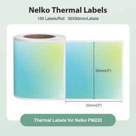 Thermal Labels for Nelko PM220 Label Maker, 2 inch (50mm) Thermal Label, Waterproof, Multi-Purpose Label Tape, 1 Roll of 150 Self-Adhesive Thermal Paper Gradient Green