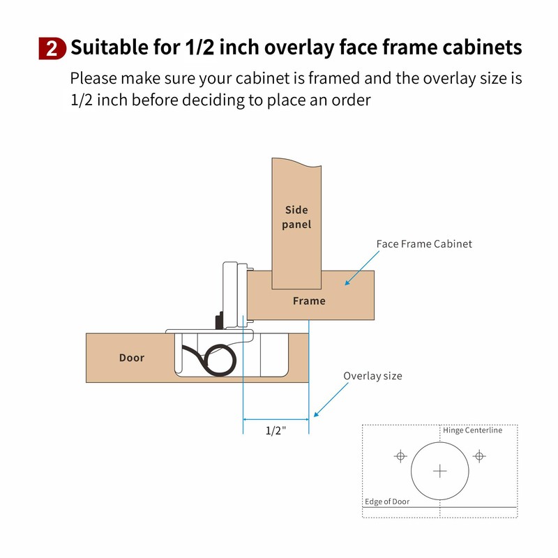 STIANC 2 Pack 1/2” Overlay 3D Soft Close Hinges for