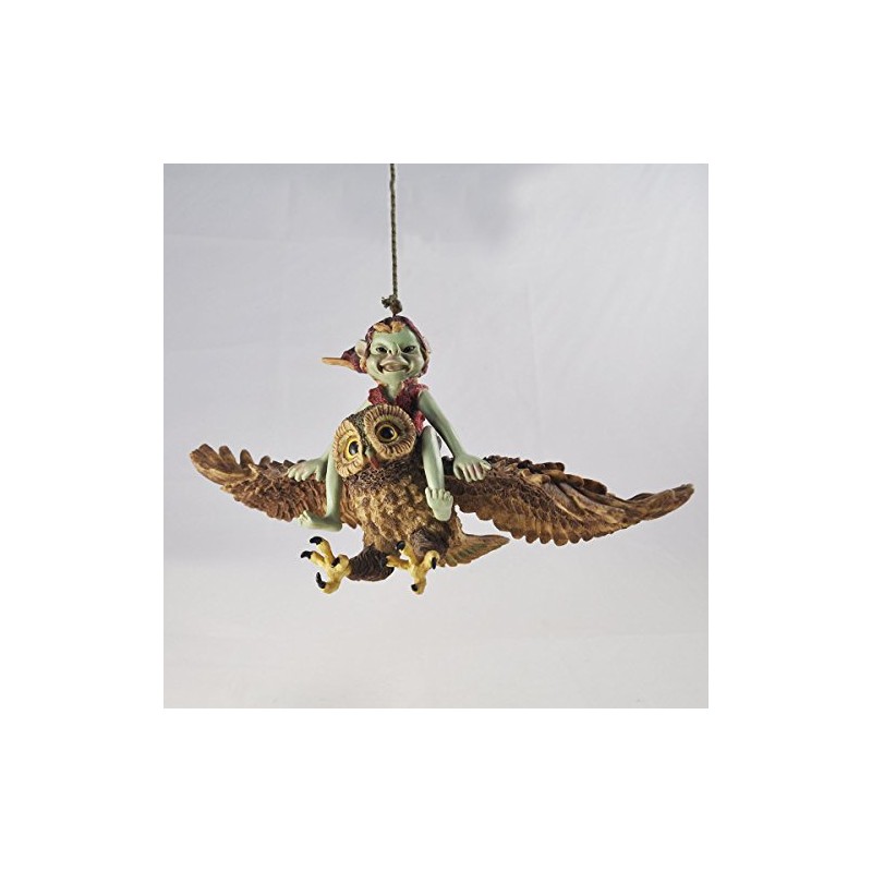 Pixie Riding Owl, Rope Hanging Ornament - Green Garden Home