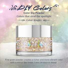 SNS Nail Dip Powder - Kinglet Metallic Glitter - Long-Lasting, Low-Odor Nail Color for Professionals & Home DIY - 0.5 oz