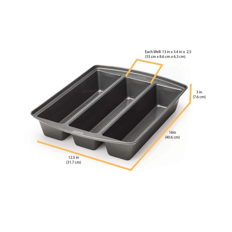 Chicago Metallic Professional Lasagna Trio Pan, Perfect For Loaf Bread