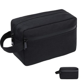 Toiletry Bag for Men, Portable Travel Toiletry Bag with Handle, Waterproof Shaving Bag for Toiletries Accessories, Travel Wash Bag for Shower, Bathroom, Gym, Cosmetics Storage, Black