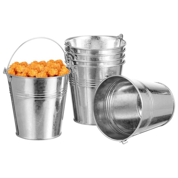 DOITOOL Mini Buckets 6pcs Galvanized Small Buckets Mini Tin Pails