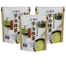 Morihali Instant Uji Matcha Stick, Anywhere Matcha Stick, Set of 3 Bags, Includes 25 Original Stickers