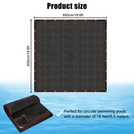 20 Feet Round Leaf Net Cover for Above Ground Pool - Winter Cover Mesh Cover，Pool Safety Net Fits 18FT Above Ground Pools, Keeps Leaves Out of Your Pool （Black）