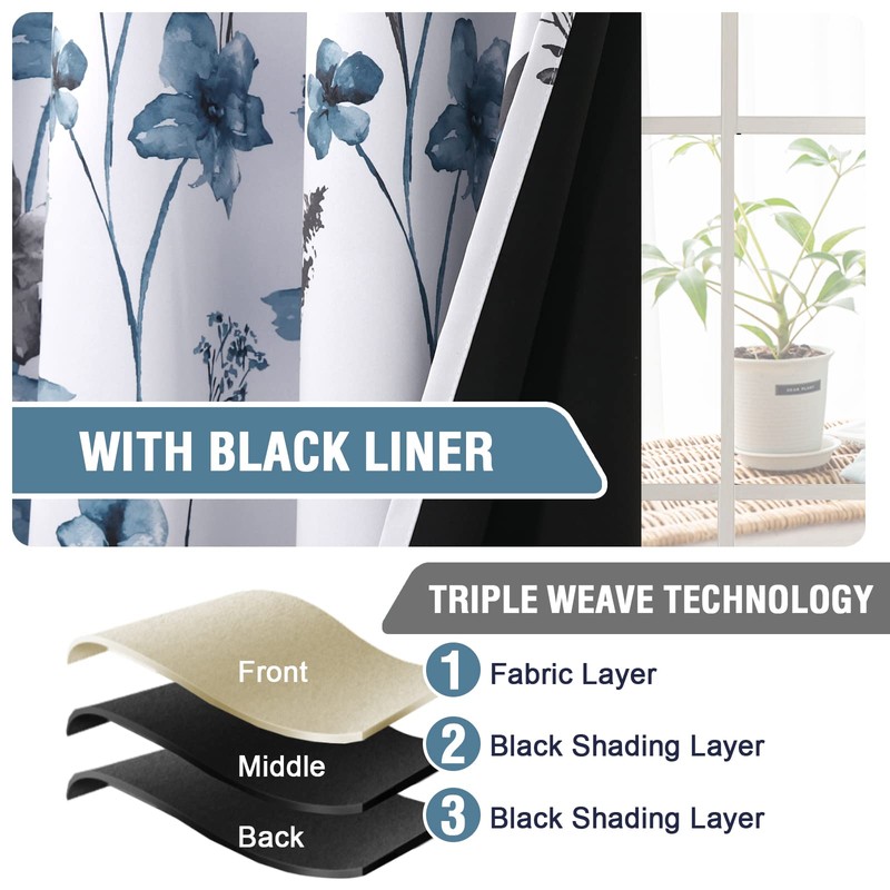 H.VERSAILTEX 100% Blackout Curtains 63 inch Length 2 Panels Set