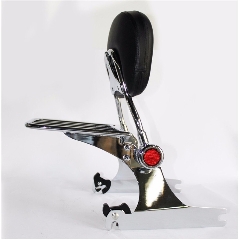 XKMT-Skull Adjustable Backrest Sissy Bar w/Luggage Rack Compatible With H-D