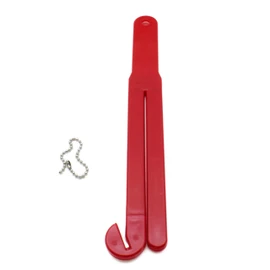 Food Bag Pouch Cutter Opener with Stainless Steel Blade and Squeezer for Kitchens - Includes EZ Hang Chain (Red)