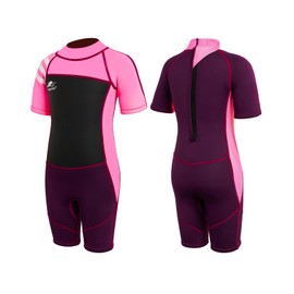 Kids Shorty Wetsuit, One Piece Swimsuits 2.5MM Neoprene Bathing Suits for Swimming Diving Snorkeling Surfing 2-10 Years