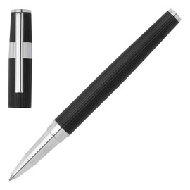 BOSS Rollerball Pen Gear Pinstripe Black/Chrome | Black Ink | Gift Box