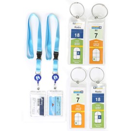 HOPEVILLE Luggage Tags and Extendable Lanyard Lenyards for Cruises, Pack of 4 Slim Waterproof PVC Luggage Tags with Metal Ring and 2 Pieces High Quality Lenyards for Cabin Map