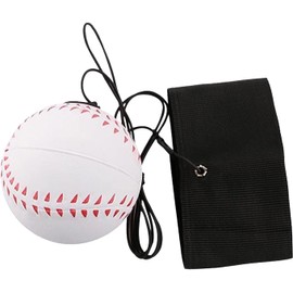 GANPUB 1 Pc White Wrist Return Ball, Sports Wrist Balls on a String, Rubber Rebound Bouncy Wristband Balls on Elastic String Sports Reaction Balls for Wrist Exercise or Play Tennis, Baseball（2.36 in）