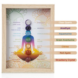 ZenBless Healing Crystal Stone 7 Chakras Healing Crystal Stones Picture Frame, Decorative Photo for Reiki Decor, Zen Meditation Yoga Spiritual Feng Shui Table or Hanging Home Wall Decor, Office Gift