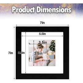 AUEAR, 6x6 Square Frame, Solid Wood And High Definition Glass, Display Pictures 4x4 with Mat or 6x6 without Mat, Wall Display, Decorate Home or office (Black, 12 Pack)