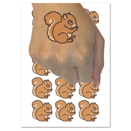 Baby Squirrel Woodland Animal Temporary Tattoo Water Resistant Fake Body Art Set Collection - 54 1" Tattoos (1 Sheet)