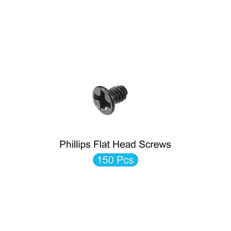 METALLIXITY Phillips Flat Head Screws (M2 x 3mm) 150Pcs, Carbon