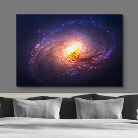 SIGNFORD Canvas Print Wall Art Cosmic Purple Spiral Galaxy Astronomy & Space Sci-Fi Digital Art Modern Art Decorative Multicolor Landscape Colorful for Living Room, Bedroom, Office - 12"x18"