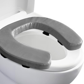 Toilet Seat Cushion with 2-inch High-Density Foam,Toilet Seat Riser-Suitable for Standard,Elongated Toilet Seats Commode Chairs Raised Toilet Seats(Grey)