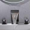 BANGPU Bathroom Sink Faucet 3 Hole Widespread Waterfall Bathroom Faucets