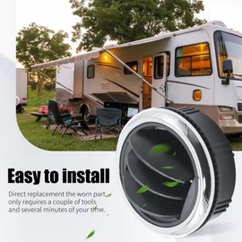 VIKKSAER 4Pcs Black ABS AC Air Vent Outlet Knob, Round AC Air Outlet Vent Louvered Dashboard Electroplate Knob, Replacement for RV Bus Boat Yacht Caravan 87mm 75mm