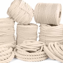 Rope and Cord White Twisted 100% Natural Cotton Rope – Lengths from 10’-600’ – 3/16"