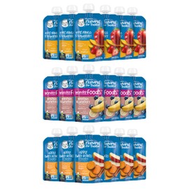 Gerber Baby Food Pouches, Toddler 12+ Months, Assorted Fruit Variety Pack, 3.5 Ounce (Set of 18)