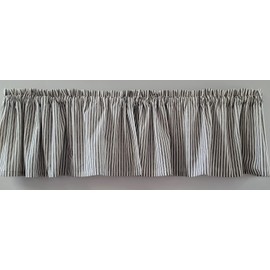 Ivory and Black Stripe Valance Curtain, Ticking Black and Ivory Stripe Valance Curtain (42-43 Inches Wide x 14.75 Inches Long)