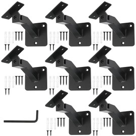 RealPlus Handrail Brackets Heavy Duty Steel Swivel Hand Rail Brackets for Staircase Stair Railing, Pack of 8